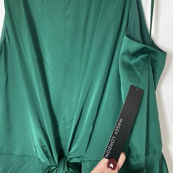 NEW! Maggy London Emerald Green sleeveless midi wrap a line dress US 16 - Picture 4 of 7
